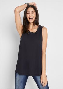 Top long avec encolure ronde - noir - taille 58/60 (3XL) - Viscose - bonprix