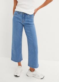Jean taille moyenne jambe évasée cropped - bleu - taille 48 avec coton - bonprix