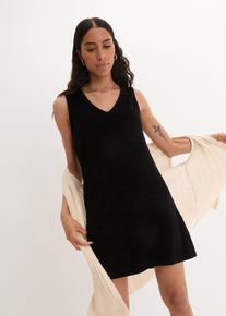 Robe trapèze en tissu éponge - noir - taille 38/40 (S) - Tissu éponge - bonprix