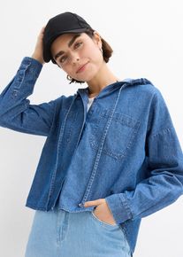 Chemisier en jean à capuche - bleu - taille 48 avec coton - bonprix