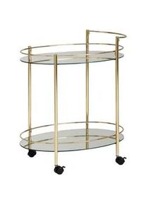 Mid.you Servierwagen , Goldfarben , Metall , oval , rund , 67x79x46 cm , einfacher Aufbau , Esszimmer, Barmöbel, Barwagen