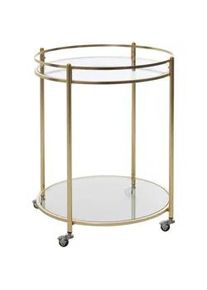 Wohnling Mid.you Servierwagen , Goldfarben , Metall , rund , Rollen , 57x75x75 cm , einfacher Aufbau , Esszimmer, Barmöbel, Barwagen