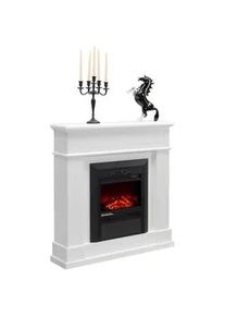 Landscape Elektrokamin , Weiß , Metall, Glas, Holzwerkstoff , 98x102x24 cm , RoHS, Fsc, Reach , Flammeneffekt separat schaltbar, Überhitzungsschutz , Elektrogeräte, Heizgeräte, Elektrokamine