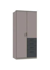 wimex Carryhome Kleiderschrank , Graphitfarben, Grau , Holzwerkstoff , 3 Fächer , 4 Schubladen , 90x199x58 cm , BQ - Bündnis für Qualität, Made in Germany, DIN EN ISO 9001 , in verschiedenen Größen erhältlich , Schlafzimmer, Komplette Schlafzimmer und Serien, Schlafzimmerserien