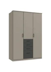 wimex Carryhome Kleiderschrank , Graphitfarben, Grau , Holzwerkstoff , 4 Fächer , 4 Schubladen , 135x199x58 cm , BQ - Bündnis für Qualität, Made in Germany, DIN EN ISO 9001 , in verschiedenen Größen erhältlich , Schlafzimmer, Komplette Schlafzimmer und Serien, Schlafzimmerserien