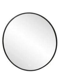 Xora Badezimmerspiegel , Schwarz , Metall, Glas , rund , 80x80x3 cm , Badezimmer, Badezimmerspiegel, Badspiegel