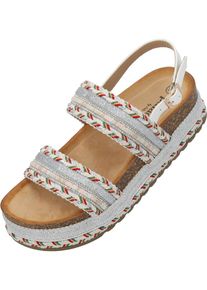 Palado by Sila Sahin Sandalette Damen grasgrün / apricot / silber / weiß Größe 37