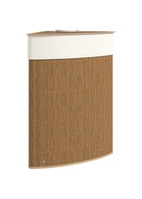 HOMCOM Bamboo Laundry Basket with Lid, 55L Corner Laundry Hamper with Removable Washable Liner Bag, Bathroom Triangle Washing Basket, 35 x 35 x 60 cm, Brown | Aosom Ireland