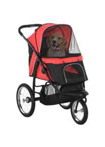 PawHut Pet Stroller Jogger for Medium, Small Dogs, Foldable Cat Pram Dog Pushchair w/ Adjustable Canopy, 3 Big Wheels - Red | Aosom Ireland