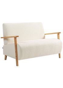 HOMCOM Small Sherpa Fabric 2 Seater Sofa Settee - Cream White | Aosom Ireland