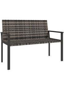 Outsunny 2 Seater Rattan Garden Bench, Outdoor Bench with Quick-Drying Cotton Padding, Wicker Garden Loveseat with Armrests, Steel Frame for Patio, Park, Mixed Grey | Aosom Ireland