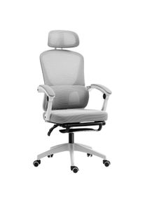 HOMCOM Ergonomic Office Chair, Mesh High Back Desk Chair with Adjustable Lumbar Support and Headrest, Footrest, Reclining Executive Swivel Computer Chair for Home Study, Grey | Aosom Ireland