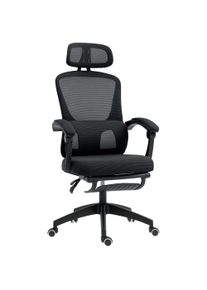 HOMCOM Ergonomic Office Chair, Mesh High Back Desk Chair with Adjustable Lumbar Support and Headrest, Footrest, Reclining Executive Swivel Computer Chair for Home Study, Black | Aosom Ireland