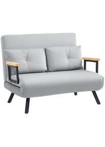 HOMCOM 4-in-1 Velvet-Feel Double Sofa Bed, with Pillows - Light Grey | Aosom Ireland