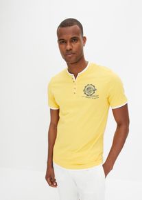 Maglia serafino a maniche corte in puro cotone biologico (pacco da 2), Giallo, Taglia 64/66 (3XL), bonprix