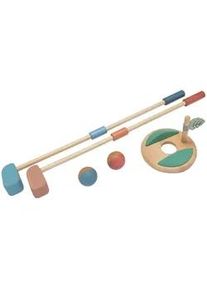 Kindergolftrolley , Hellblau, Hellgrün, Hellrot , Holz, Holzwerkstoff , Kork , Sperrholz , EN 71, Grüner Punkt , Spielzeug, Sonstiges Spielzeug