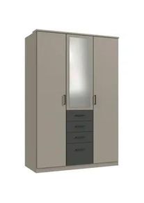 wimex Carryhome Kleiderschrank , Graphitfarben, Grau , Kunststoff , 4 Fächer , 4 Schubladen , 135x199x58 cm , BQ - Bündnis für Qualität, Made in Germany, DIN EN ISO 9001 , in verschiedenen Größen erhältlich, Schrankfront mit Spiegel , Schlafzimmer, Komplette Schlafzimmer und Serien, Schlafzimmerserien