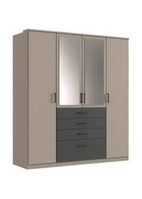 wimex Carryhome Kleiderschrank , Graphitfarben, Grau , Kunststoff , 4 Fächer , 4 Schubladen , 180x199x58 cm , BQ - Bündnis für Qualität, Made in Germany, DIN EN ISO 9001 , in verschiedenen Größen erhältlich, Schrankfront mit Spiegel , Schlafzimmer, Komplette Schlafzimmer und Serien, Schlafzimmerserien