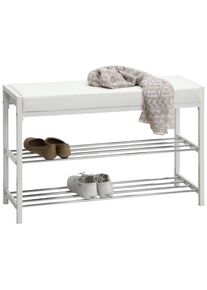 CARRYHOME Schuhregal , Weiß , Metall, Textil , 80x52x30 cm , Garderobe, Schuhaufbewahrung, Schuhregale