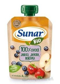 Sunar BIO Kapsička Jablko, jahoda, čučoriedka 100 % ovocia (od ukonč. 4. mesiaca) 100 g