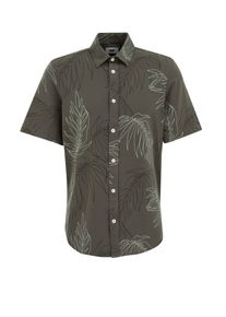 WE Fashion, M&aelig;nd, Skjorte, Gran / Sort / Hvid, St&oslash;rrelse M