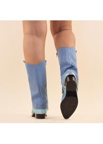 DWRS Label Kaplaarzen 10543 shetland denim dames leer