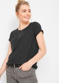 Boxy shirt korte mouw - zwart - maat 32/34 (XS) - 100% katoen - bonprix