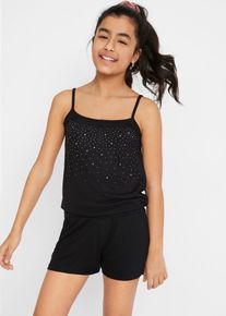 Meisjes jumpsuit met studs - zwart - maat 128/134 - viscose - bonprix