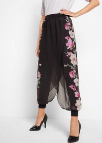 Broek met chiffon - zwart - maat 56/58 (3XL) - bonprix