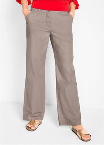 Geweven broek met linnen en comfortband - bruin - maat 46 - linnen - bonprix