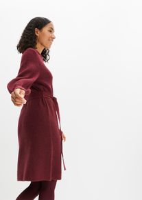 Gebreide jurk met ballonmouwen - rood - maat 36/38 (S) - bonprix
