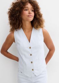 Jeans gilet gestreept - wit - maat 40 - met katoen - bonprix