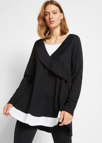 Tunika-Shirt aus Baumwoll-Viskose-Mix, schwarz, Größe 56/58 (3XL), Viskose, bonprix