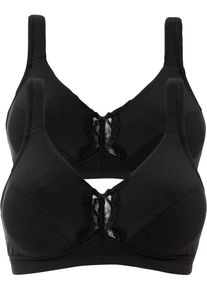BH ohne Bügel mit Bio-Baumwolle (2er Pack), schwarz, Größe 85B, mit Baumwolle, bonprix