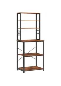 Mid.you Regal , Schwarz, Graubraun , Metall, Holzwerkstoff , 6 Fächer , 60x167x40 cm , stehend , Wohnzimmer, Regale, Bücherregale