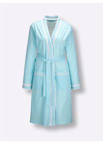 wäschepur Dames Ochtendjas in wit/aquamarine ,maat 36/38, Witt, 100% Katoen