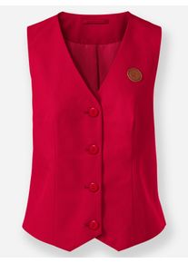 Dames Gilet met spits toelopende zoom in rood ,maat 38, WITT, 100% Polyester