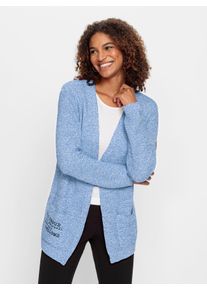 Dames Vest in gemêleerde look in hemelsblauw/wit gemêleerd ,maat 38, WITT, 50% Katoen, 50% Polyacryl