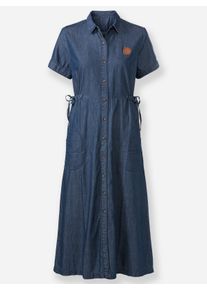 Damen Jeanskleid mit Bindeband auf Taillenhöhe in blue-stone-washed ,Größe 40, WITT, 100% Baumwolle