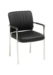 Livetastic Besucherstuhl , Schwarz, Chromfarben , Holz, Metall, Kunststoff, Textil , Pappel , Sperrholz , Rundrohr , 56x81x63 cm , inklusive Armlehnen , Büromöbel, Bürostühle, Besucherstühle
