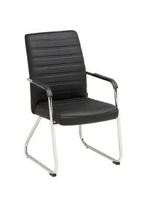 Livetastic Besucherstuhl , Schwarz, Chromfarben , Holz, Metall, Kunststoff, Textil , Pappel , Sperrholz , Rundrohr , 55x92x64 cm , inklusive Armlehnen , Büromöbel, Bürostühle, Besucherstühle