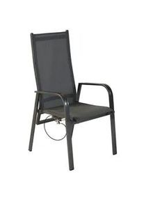 Gardenson Gartensessel , Graphitfarben, Grau , Metall, Textil , Uni , 56x109.5x76 cm , Gartenmöbel, Gartensessel, Gartenstühle