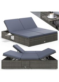 Casaria Polyrotan ligstoel Grijs/Antraciet 200x160x33cm