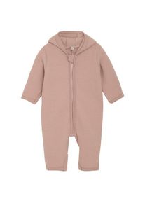 Huttelihut Baby's Pram Suit Bear Ears Wool Fleece Overall Kids (56, brown/pink)