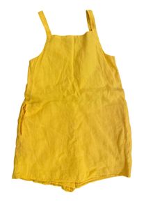 Zara Mädchen Freizeitkleid Leinen Gr. 152 Gelb Uni Sommerkleid Knopf Minikleid