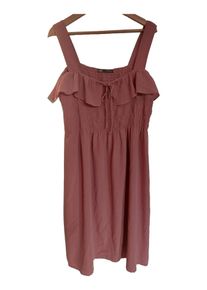 Zara Damen Freizeitkleid Rosa XXL Polyester Rüschen Sommerkleid