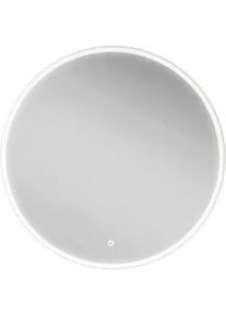 Novel Badezimmerspiegel , Silberfarben , Glas , rund , 80x80x3 cm , Goldenes M , beheizbar , Badezimmer, Badezimmerspiegel, Badspiegel