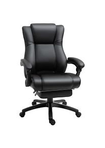 Vinsetto Executive Office Chair: High-Back Swivel Recliner, PU Leather, Footrest & Wheels, Black | Aosom Ireland