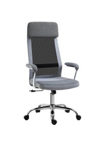 Vinsetto Linen-Feel Mesh Fabric Office Chair: High Back Swivel Desk Chair with Arms, Wheels, Grey | Aosom Ireland