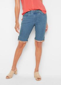 Jeansshorts med kontrasterande benslut - bl&aring; - storlek 36 - bonprix